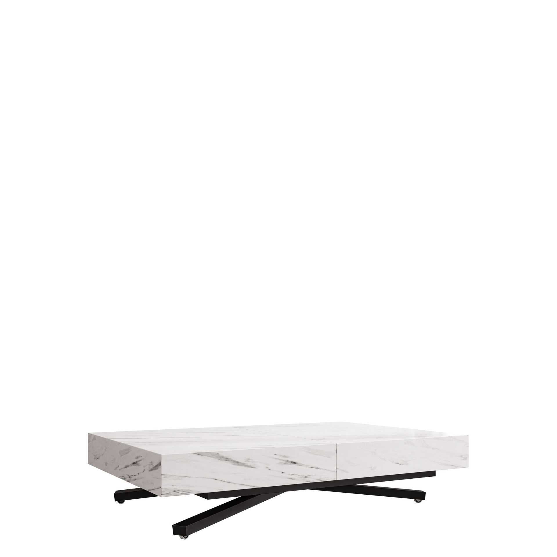 Avendi Soffbord f&ouml;rl&auml;ngningsbart 200 cm - svart, vit marmor