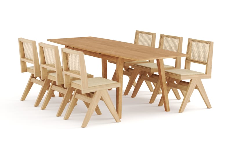 BABBIE Förlängningsbart Bord 180-230 cm med MIRANDABAD Matst - Matgrupp & matbord med stolar