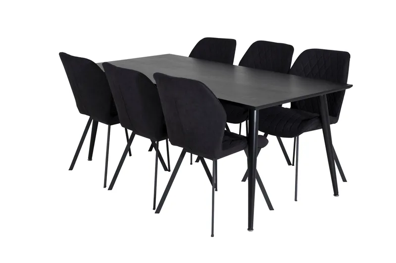 Balisa Matgrupp 180 cm inkl 6 Sumoas Stolar, Svart