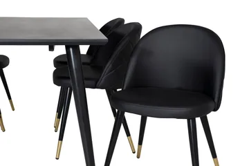 Balisa Matgrupp 180 cm inkl 6 Valera Stolar - Svart/Mässing - Möbler - Matplats - Matgrupp & matbord med stolar
