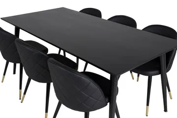 Balisa Matgrupp 180 cm inkl 6 Valera Stolar - Svart/Mässing - Möbler - Matplats - Matgrupp & matbord med stolar