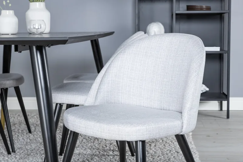 Balisa Matgrupp 180 cm Rektangulär med 6 Sedavi Stolar - Svart - Möbler - Matplats - Matgrupp & matbord med stolar