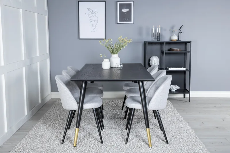 Balisa Matgrupp 180 cm Rektangulär med 6 Sedavi Stolar - Svart - Möbler - Matplats - Matgrupp & matbord med stolar