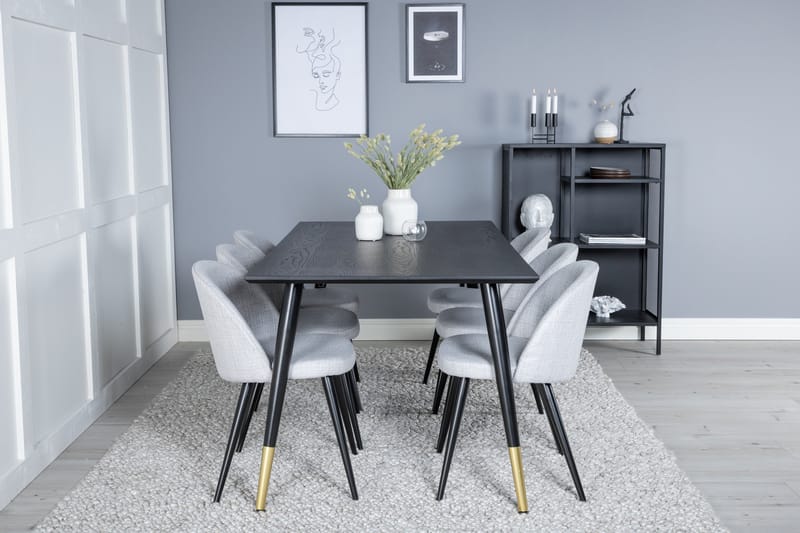 Balisa Matgrupp 180 cm Rektangulär med 6 Sedavi Stolar - Svart - Möbler - Matplats - Matgrupp & matbord med stolar