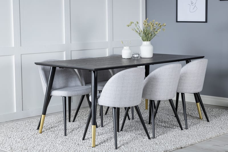 Balisa Matgrupp 180 cm Rektangulär med 6 Sedavi Stolar - Svart - Möbler - Matplats - Matgrupp & matbord med stolar