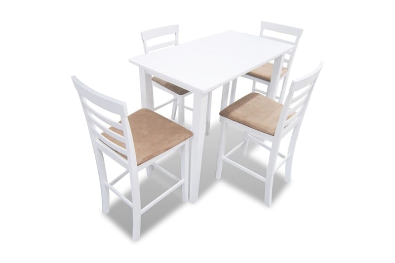 Barbord i trä med 4 st barstolar vit - Vit - Matgrupp & matbord med stolar