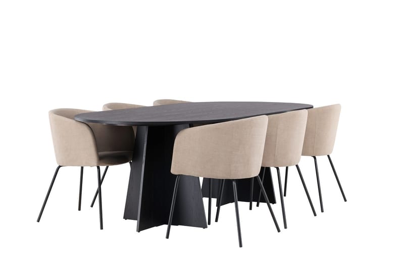 Bariso Matbord 230x115x75 cm Oval med 6 Berit Karmstol med Armstöd - Möbler - Matplats - Matgrupp & matbord med stolar