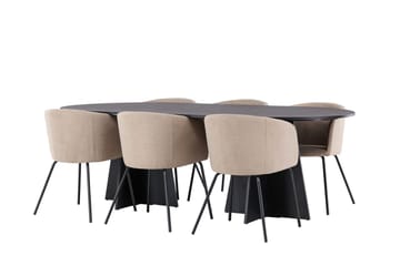 Bariso Matbord 230x115x75 cm Oval med 6 Berit Karmstol med Armstöd - Möbler - Matplats - Matgrupp & matbord med stolar