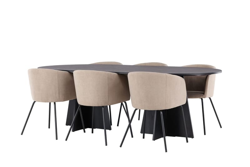 Bariso Matbord 230x115x75 cm Oval med 6 Berit Karmstol med Armstöd - Möbler - Matplats - Matgrupp & matbord med stolar