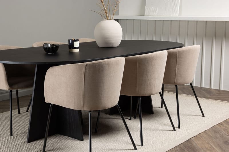 Bariso Matbord 230x115x75 cm Oval med 6 Berit Karmstol med Armstöd - Möbler - Matplats - Matgrupp & matbord med stolar