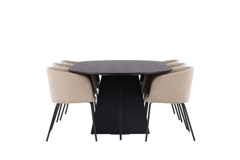 Bariso Matbord 230x115x75 cm Oval med 6 Berit Karmstol med Armstöd - Möbler - Matplats - Matgrupp & matbord med stolar