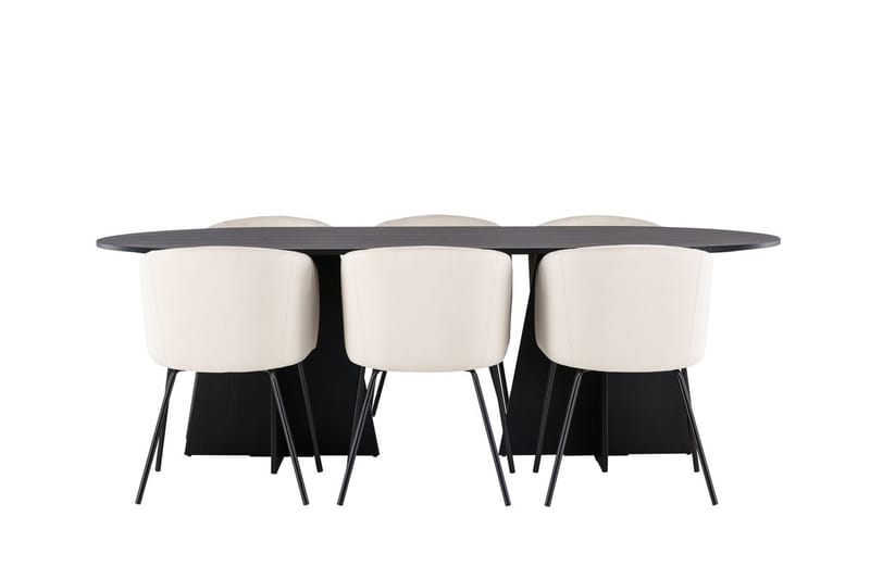 Bariso Matbord 230x115x75 cm Oval med 6 Berit Karmstol Sammet med Armstöd - Möbler - Matplats - Matgrupp & matbord med stolar