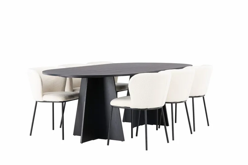 Bariso Matbord 230x115x75 cm Oval med 6 Edina Matstol - Möbler - Matplats - Matgrupp & matbord med stolar