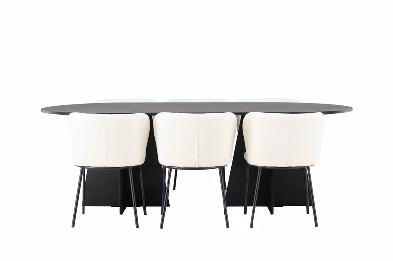 Bariso Matbord 230x115x75 cm Oval med 6 Edina Matstol - Möbler - Matplats - Matgrupp & matbord med stolar