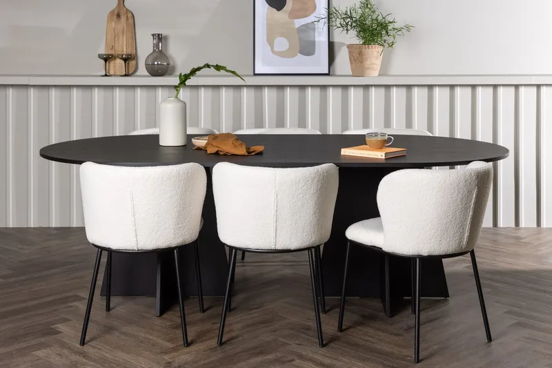 Bariso Matbord 230x115x75 cm Oval med 6 Edina Matstol