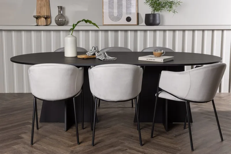 Bariso Matbord 230x115x75 cm Oval med 6 Evelina Karmstol