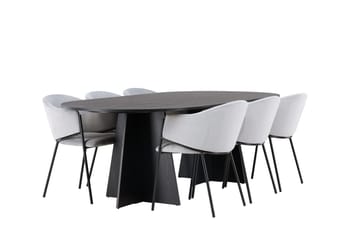 Bariso Matbord 230x115x75 cm Oval med 6 Evelina Karmstol - Möbler - Matplats - Matgrupp & matbord med stolar