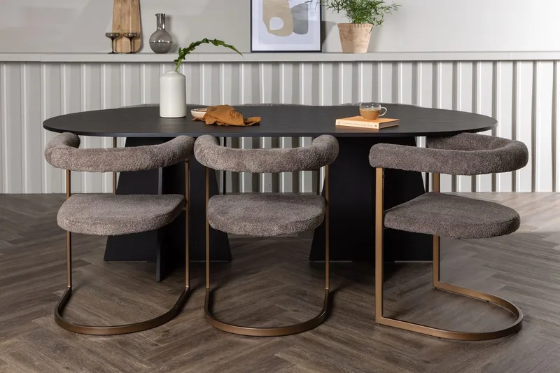 Bariso Matbord 230x115x75 cm Oval med 6 Morning Karmstol