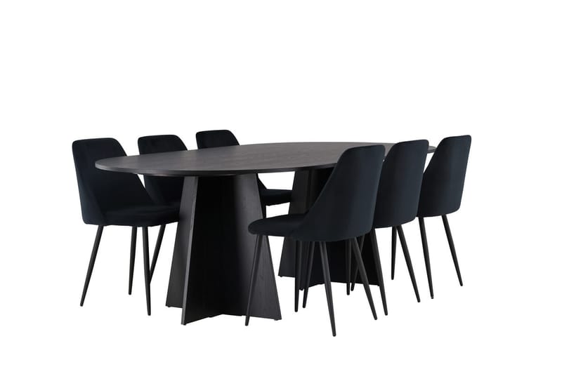 Bariso Matbord 230x115x75 cm Oval med 6 Night Matstol - Möbler - Matplats - Matgrupp & matbord med stolar