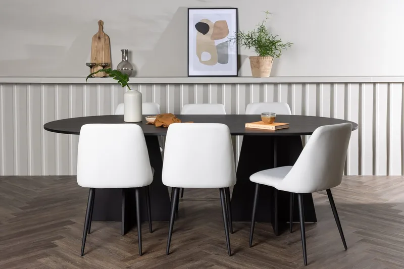 Bariso Matbord 230x115x75 cm Oval med 6 Night Matstol