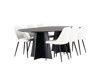 Bariso Matbord 230x115x75 cm Oval med 6 Night Matstol - Möbler - Matplats - Matgrupp & matbord med stolar