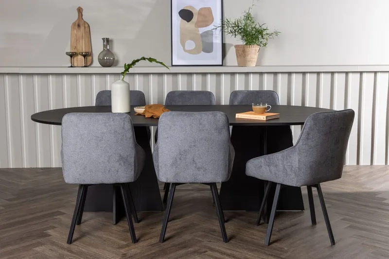 Bariso Matbord 230x115x75 cm Oval med 6 Rosie Matstol