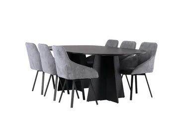 Bariso Matbord 230x115x75 cm Oval med 6 Rosie Matstol - Möbler - Matplats - Matgrupp & matbord med stolar