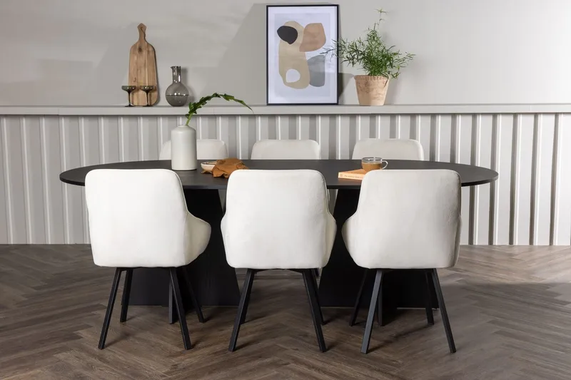 Bariso Matbord 230x115x75 cm Oval med 6 Rosie Matstol