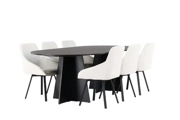 Bariso Matbord 230x115x75 cm Oval med 6 Rosie Matstol - Möbler - Matplats - Matgrupp & matbord med stolar