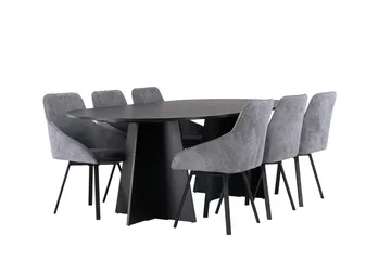 Bariso Matbord 230x115x75 cm Oval med 6 Rosie Matstol - Möbler - Matplats - Matgrupp & matbord med stolar