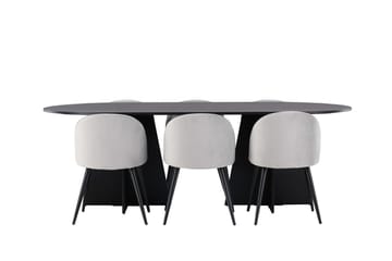 Bariso Matbord 230x115x75 cm Oval med 6 Velvet Köksstol Sammet - Möbler - Matplats - Matgrupp & matbord med stolar
