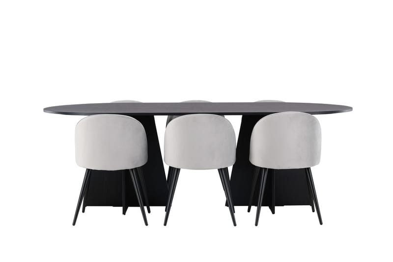 Bariso Matbord 230x115x75 cm Oval med 6 Velvet Köksstol Sammet - Möbler - Matplats - Matgrupp & matbord med stolar