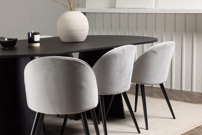 Bariso Matbord 230x115x75 cm Oval med 6 Velvet Köksstol Sammet - Möbler - Matplats - Matgrupp & matbord med stolar