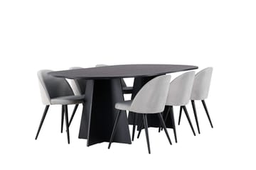 Bariso Matbord 230x115x75 cm Oval med 6 Velvet Köksstol Sammet - Möbler - Matplats - Matgrupp & matbord med stolar