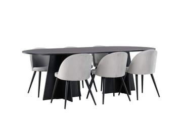 Bariso Matbord 230x115x75 cm Oval med 6 Velvet Köksstol Sammet - Möbler - Matplats - Matgrupp & matbord med stolar