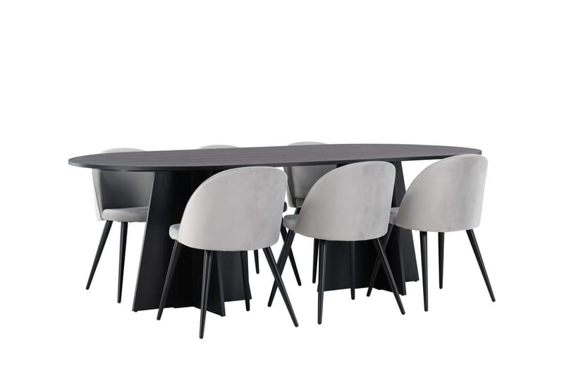 Bariso Matbord 230x115x75 cm Oval med 6 Velvet Köksstol Sammet - Möbler - Matplats - Matgrupp & matbord med stolar