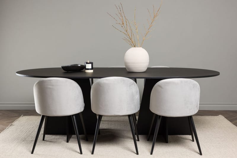 Bariso Matbord 230x115x75 cm Oval med 6 Velvet Köksstol Sammet