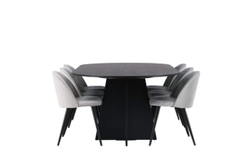 Bariso Matbord 230x115x75 cm Oval med 6 Velvet Köksstol Sammet - Möbler - Matplats - Matgrupp & matbord med stolar