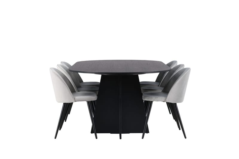 Bariso Matbord 230x115x75 cm Oval med 6 Velvet Köksstol Sammet - Möbler - Matplats - Matgrupp & matbord med stolar