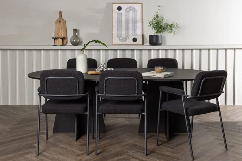 Bariso Matbord 230x115x75 cm Oval med 6 Yesterday Matstol