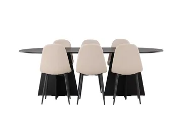 Bariso Matbord 230x115x75 cm Oval med 6 Polar Matstol - Möbler - Matplats - Matgrupp & matbord med stolar