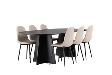 Bariso Matbord 230x115x75 cm Oval med 6 Polar Matstol - Möbler - Matplats - Matgrupp & matbord med stolar