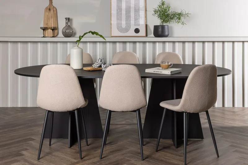 Bariso Matbord 230x115x75 cm Oval med 6 Polar Matstol
