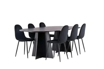 Bariso Matbord 230x115x75 cm Oval med 6 Polar Köksstol - Möbler - Matplats - Matgrupp & matbord med stolar