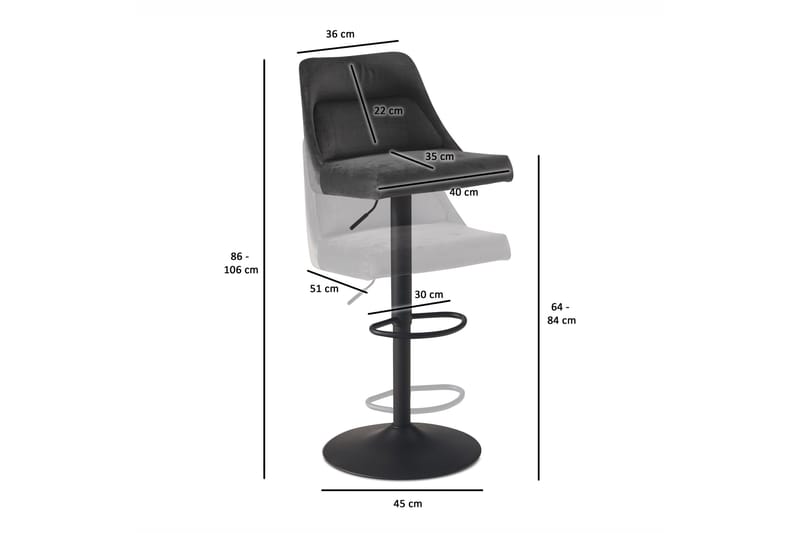 Baccha Barstol 106 cm - Mörkgrå - Möbler - Matplats - Barmöbler - Barstolar
