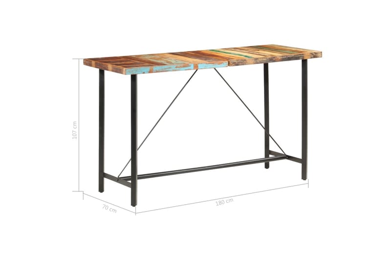 Barbord 180x70x107 cm massivt återvunnet trä - Brun - Möbler - Matplats - Barmöbler - Barbord