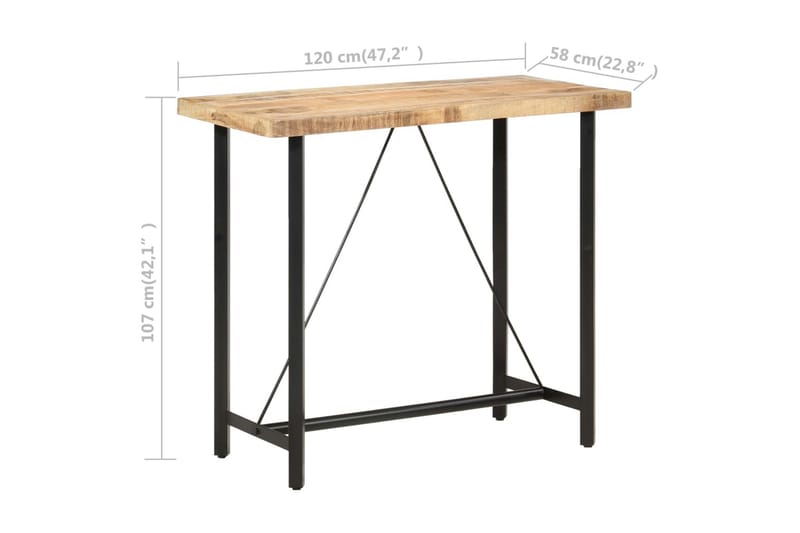 Barbord 120x58x107 cm grovt mangoträ - Brun - Möbler - Matplats - Barmöbler - Barbord