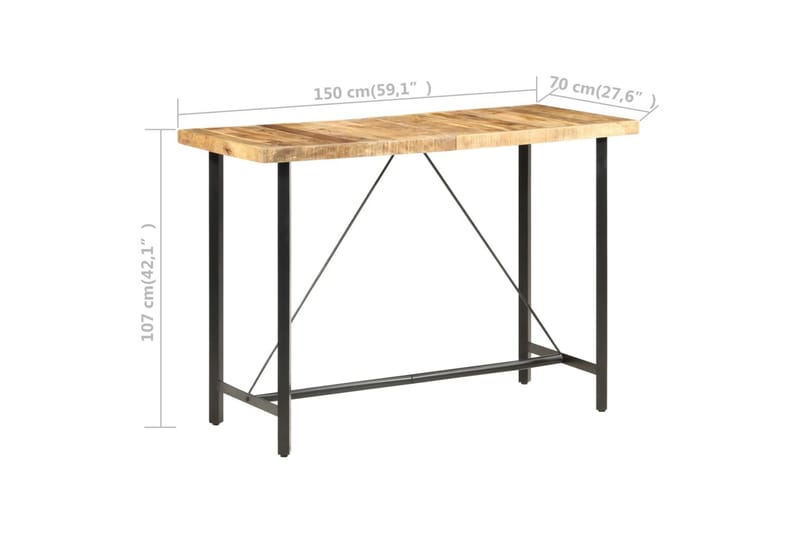 Barbord 150x70x107 cm grovt mangoträ - Brun - Möbler - Matplats - Barmöbler - Barbord