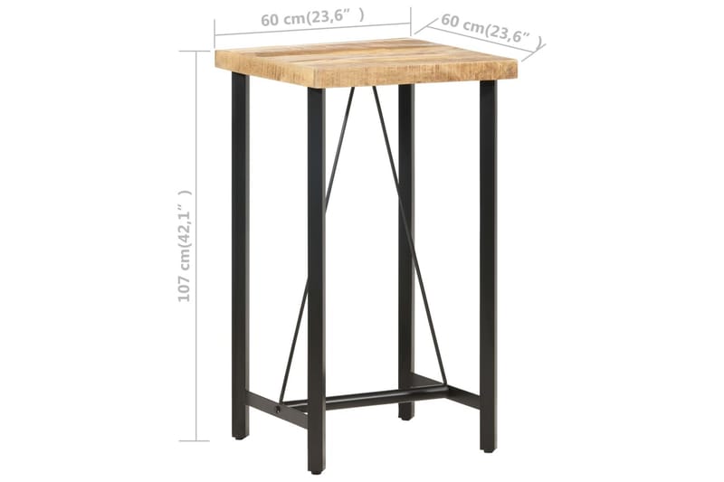 Barbord 60x60x107 cm grovt mangoträ - Brun - Möbler - Matplats - Barmöbler - Barbord