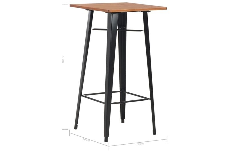Barbord 60x60x108 cm massiv furu stål svart - Svart - Möbler - Matplats - Barmöbler - Barbord